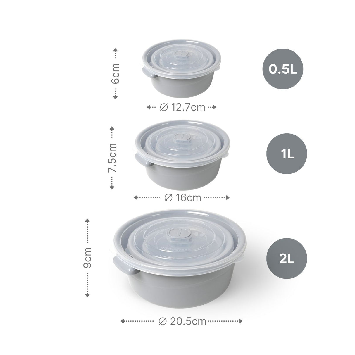 3er-Set Aufbewahrungsdosen Mikrowellendosen Vorratsdosen Gefrierdosen