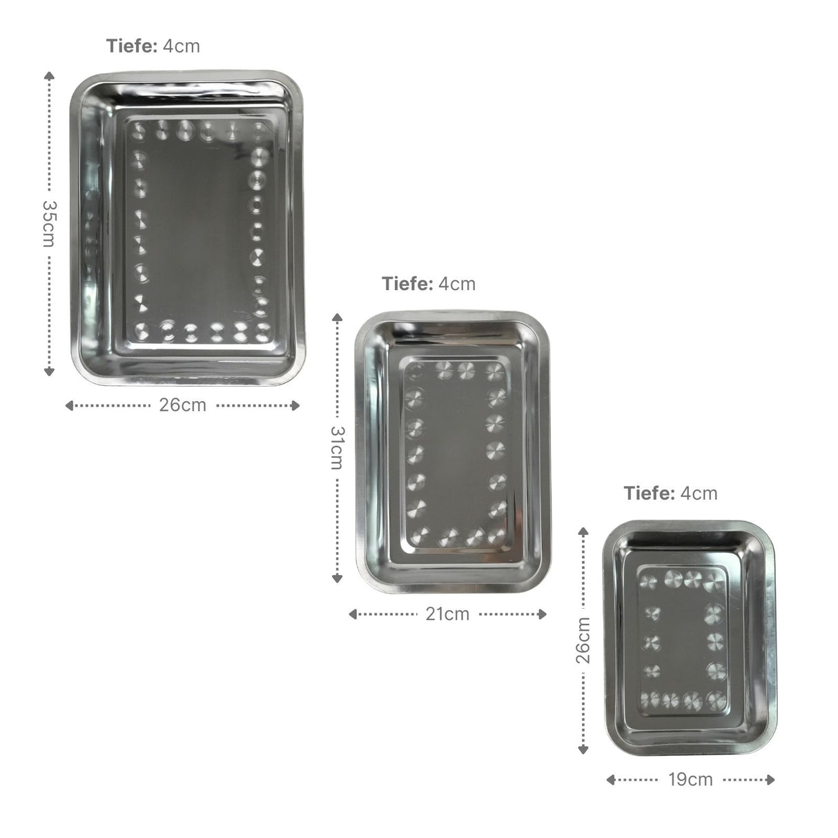 3-tlg. Backblech-Set Backform Ofenblech Backschale Bratform Grillblech