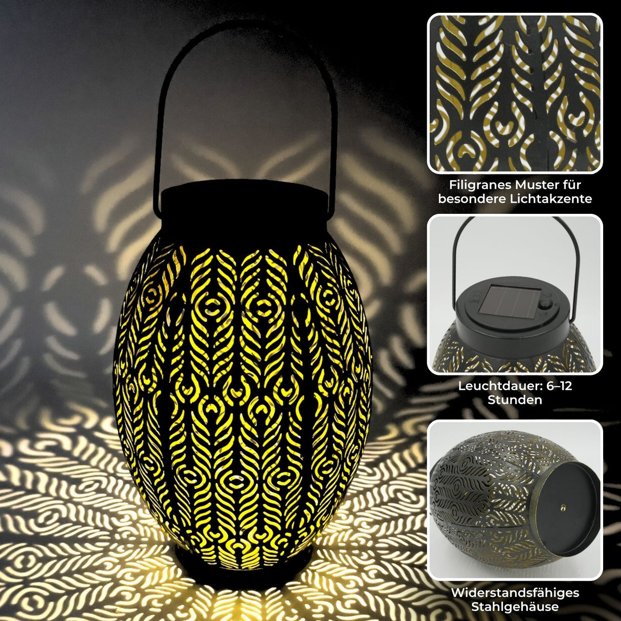 Outdoor Solarleuchte LED Laterne Solarlampe Solarlaterne Gartenlaterne