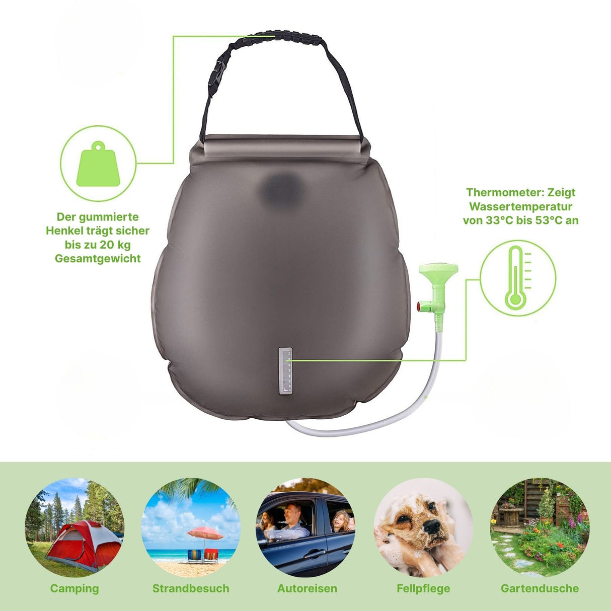 Duschtasche Campingdusche Aufheizbare Outdoor-Dusche