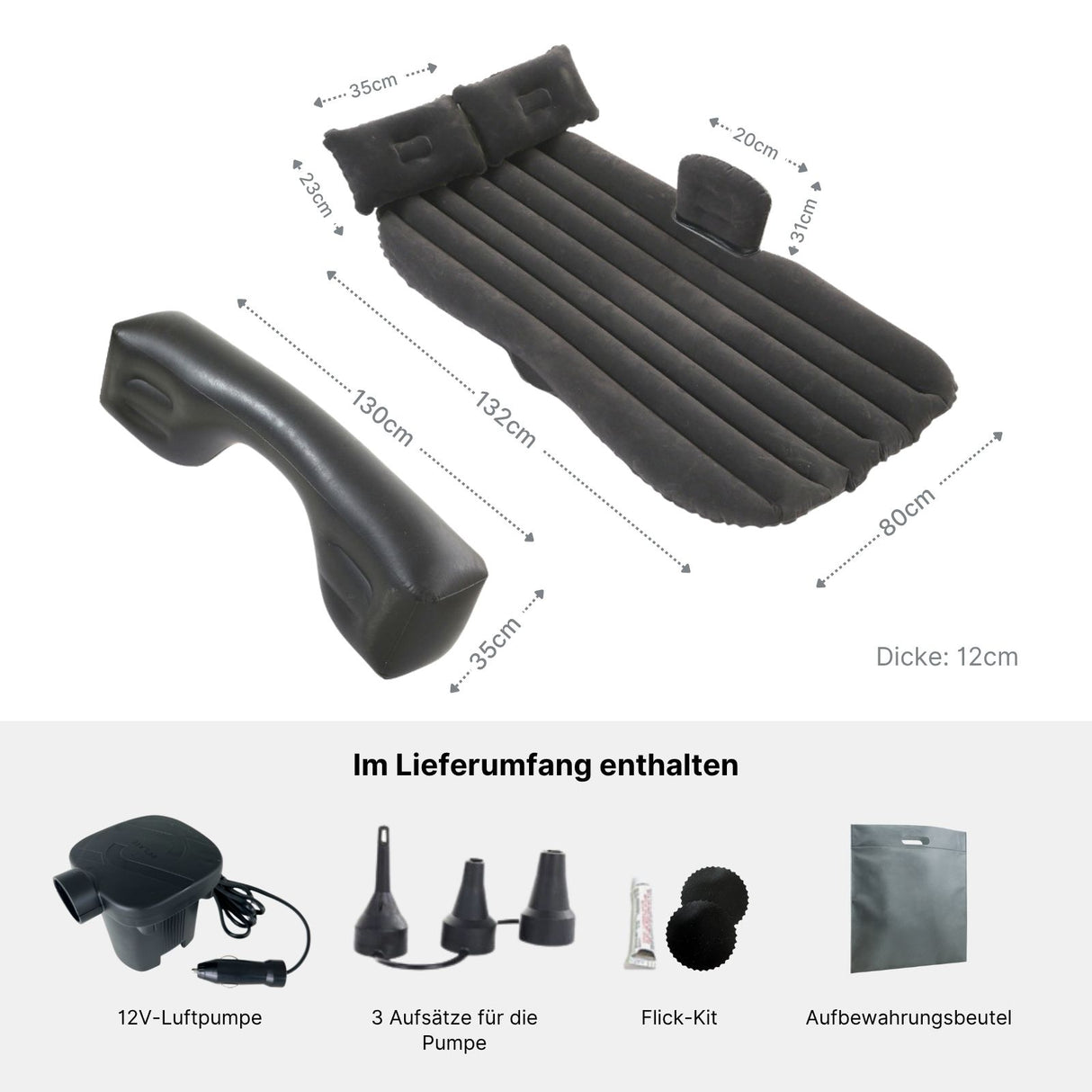 Luftbett Set für Autorücksitz Auto-Luftmatratze Aufblasbares Auto-Bett