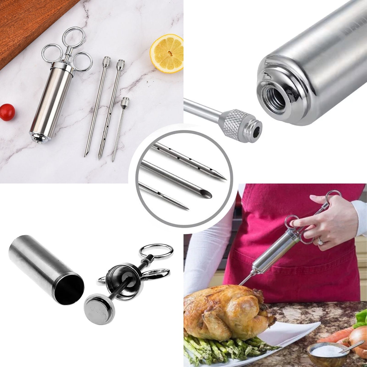 Marinaden-Injektor-Set Fleischinjektor Marinadenspritze Bratenspritze