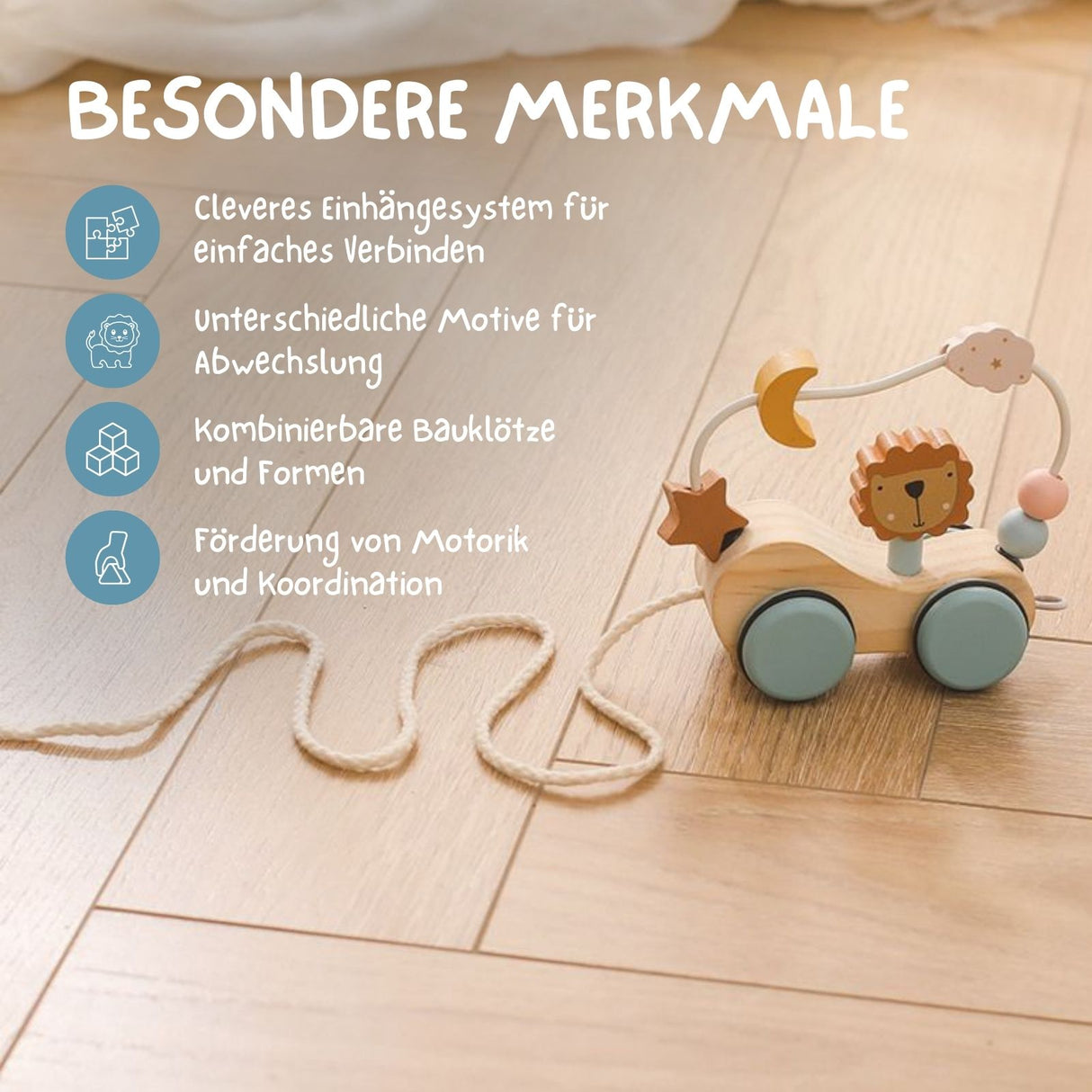 Holzeisenbahn Holzzug Kinderspielzeug Lernspielzeug Bauklotz-Bahn