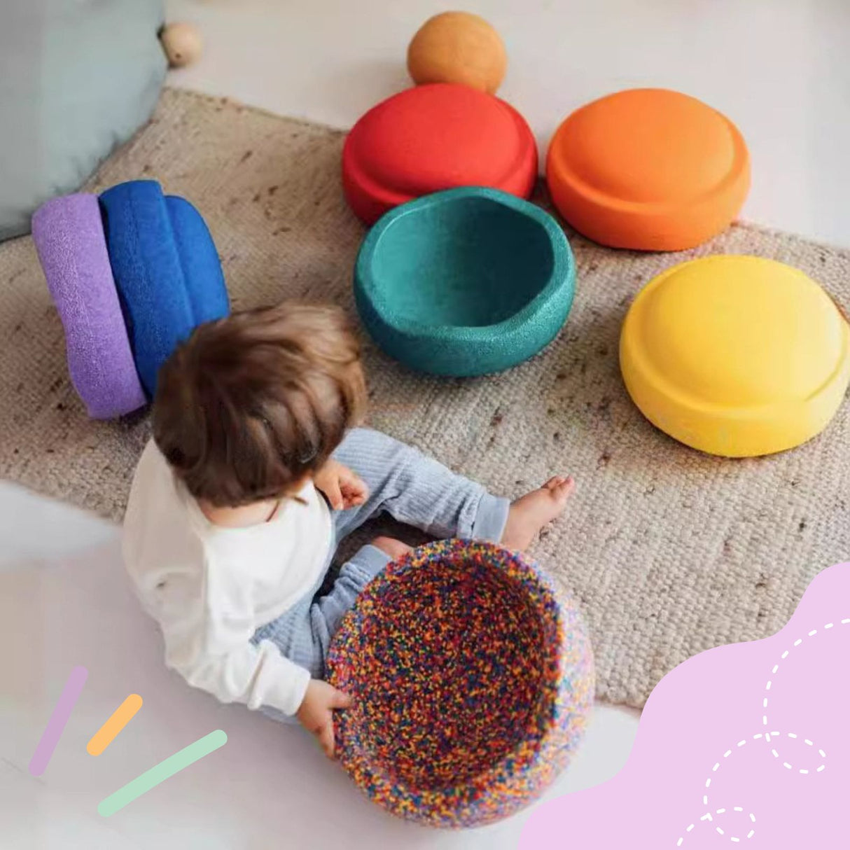 Trittsteine Balanciersteine Motorikspielzeug Flusssteine Balancespiel