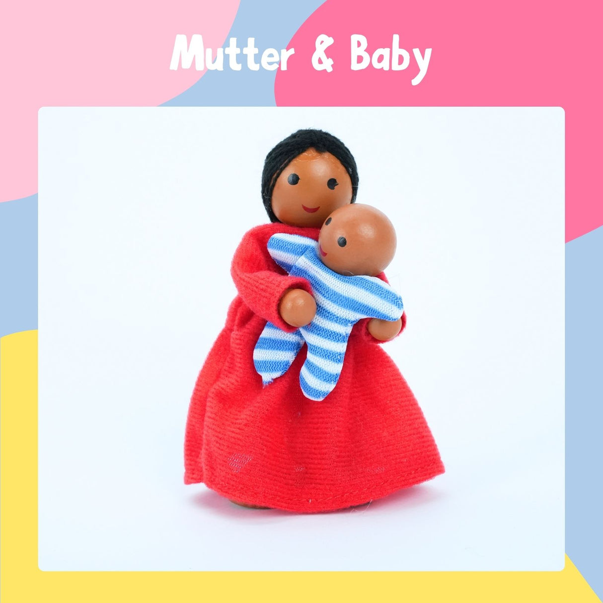 7-tlg. Puppenfamilie aus Holz Holzpuppen Biegepuppen Kinderspielzeug