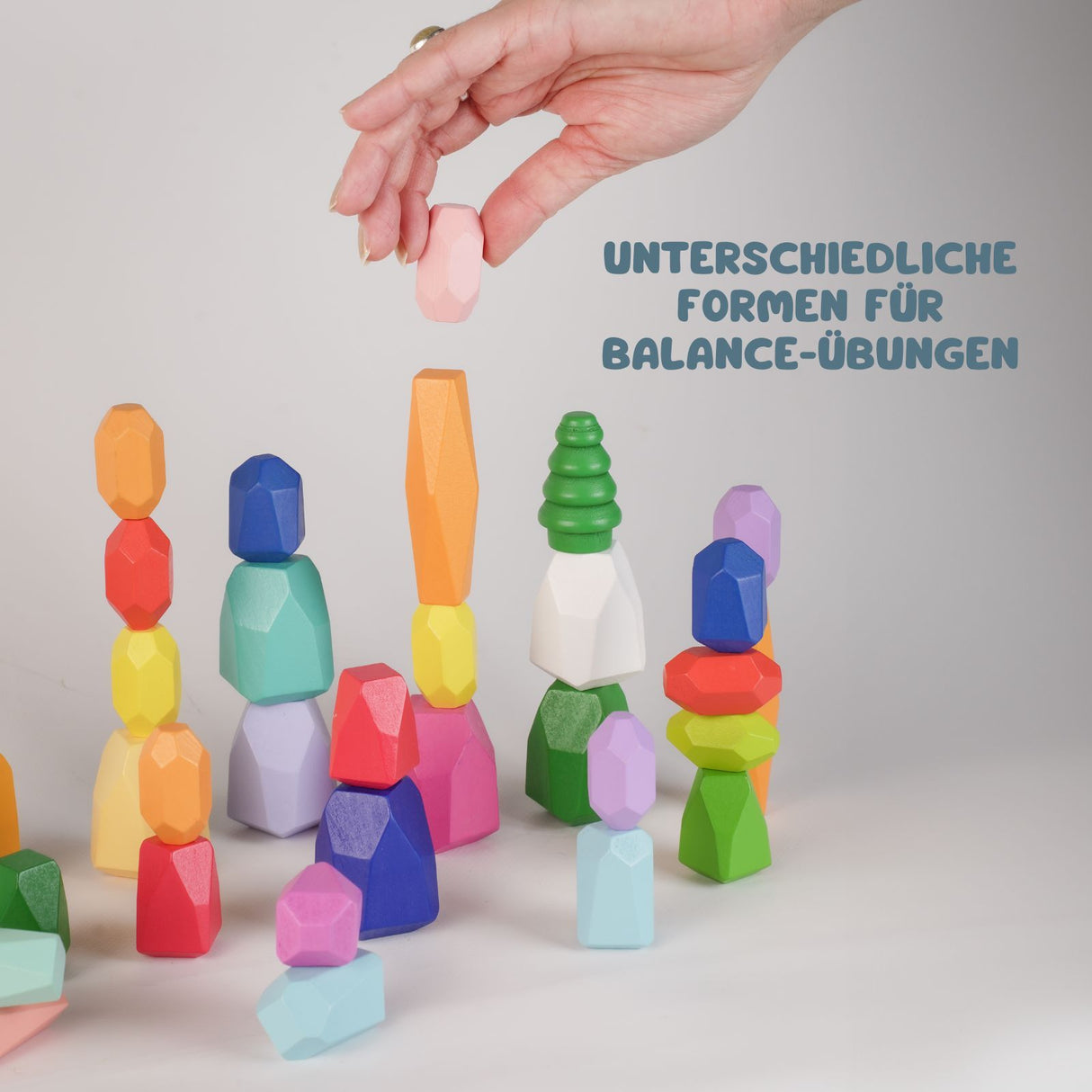 40-tlg. Set Bausteine zum Stapeln Stapelsteine Holz-Balanciersteine
