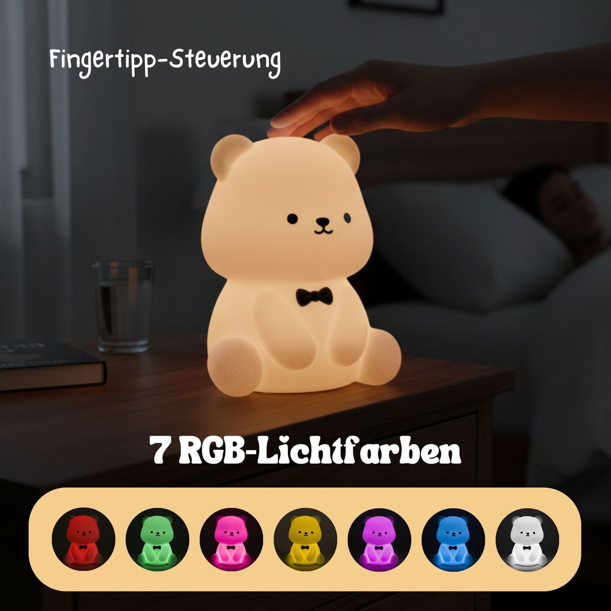 LED-Teddybär-Nachtlicht Kinder-Nachttischlampe Tierlicht Tischleuchte