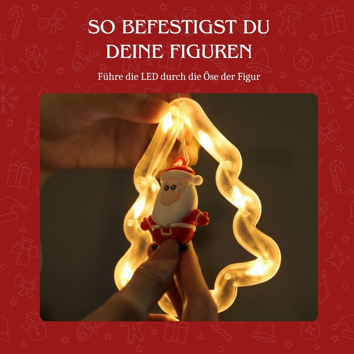 LED Weihnachtslichterkette 3m Leuchtkette mit Tannenbäumen Lichtvorhang