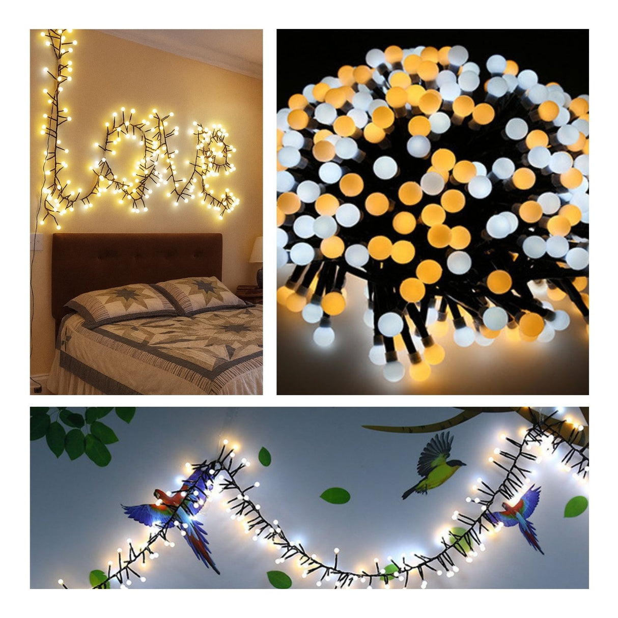 LED Cluster-Lichterkette 3m Büschellichterkette Lichtgirlande