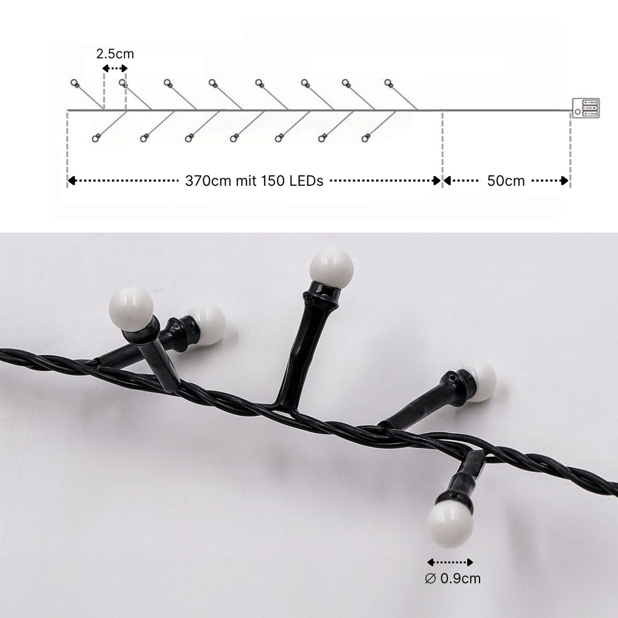 LED Cluster-Lichterkette 3.7m Lichtgirlande Büschellichterkette