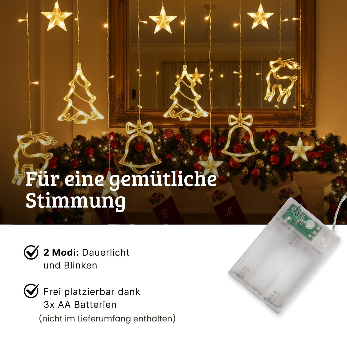 LED Weihnachtslichtervorhang 3.4m Weihnachtsvorhanglichter Leuchtkette