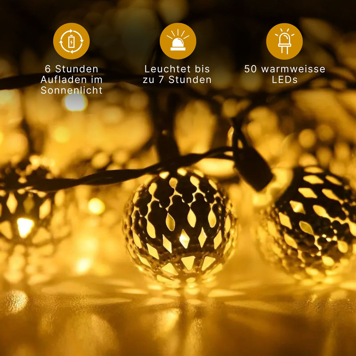 Marokkanische LED Solar Lichterkette 9.3m Orientalische Deko