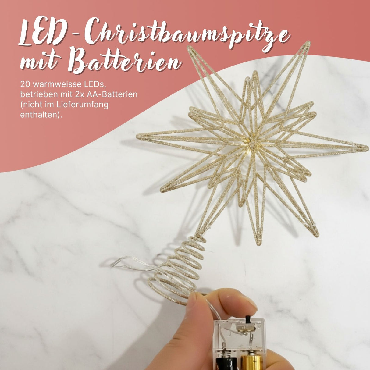 Christbaumspitze LED-Stern Weihnachtsbaumschmuck Weihnachtsdeko