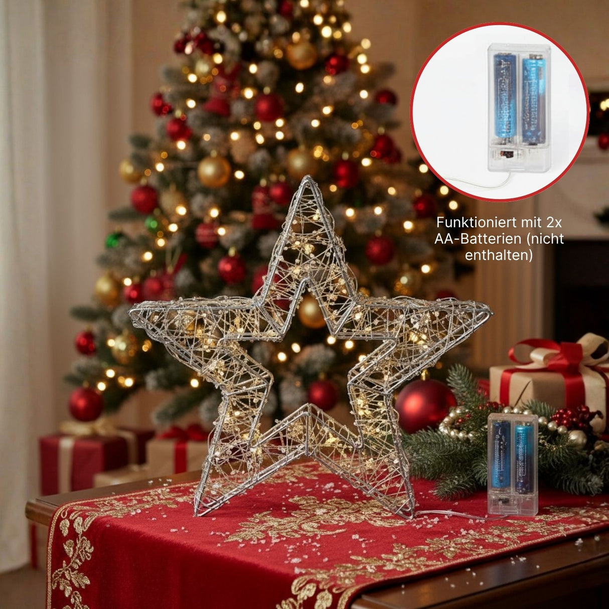 LED-Dekostern offen 3D Leuchtstern Drahtstern Weihnachtsstern