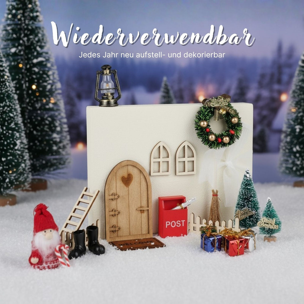 25-tlg. Wichteltür-Set Miniaturwelt Weihnachtsdeko Elfentür-Zubehör