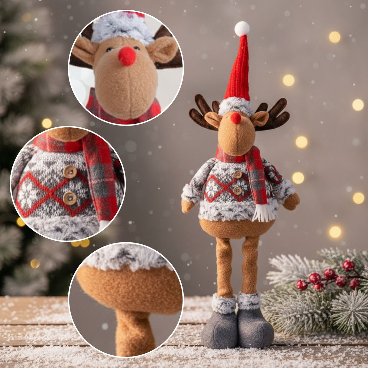 Rentierfigur Deko-Rentier Stehfigur Rentier Elch Dekofigur Winter