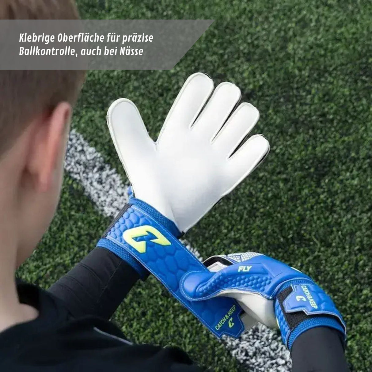 Fussballhandschuhe Fly Kids Blue Soul Gr. 7 Torwart Goalie Handschuhe