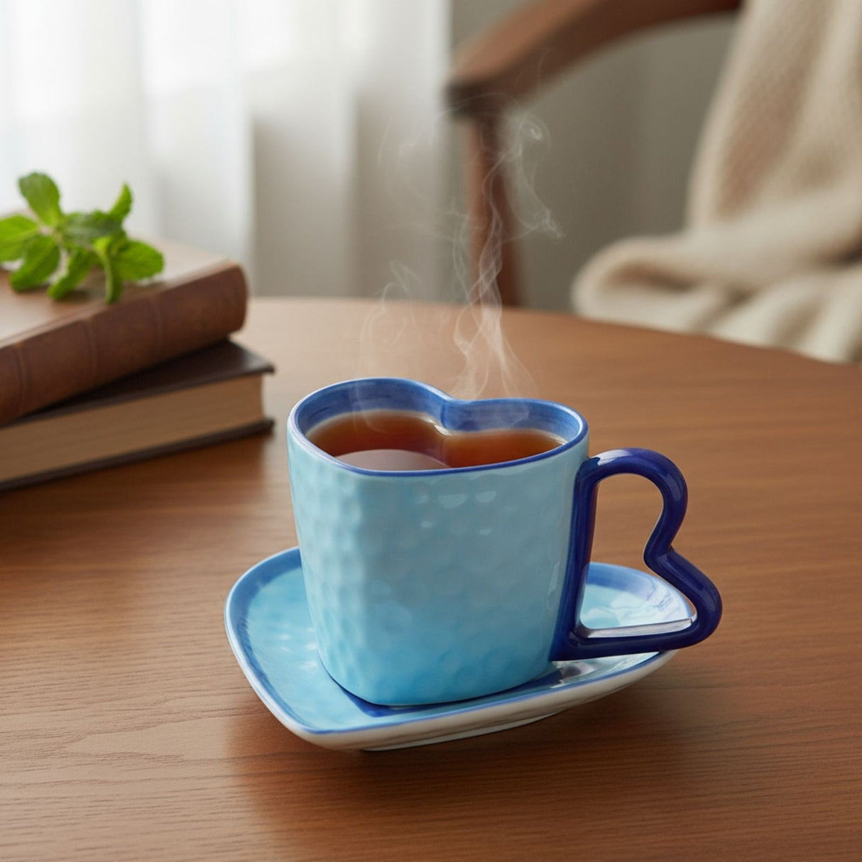 Herztasse mit Untertasse Teetasse Henkeltasse Becher Kaffeetasse