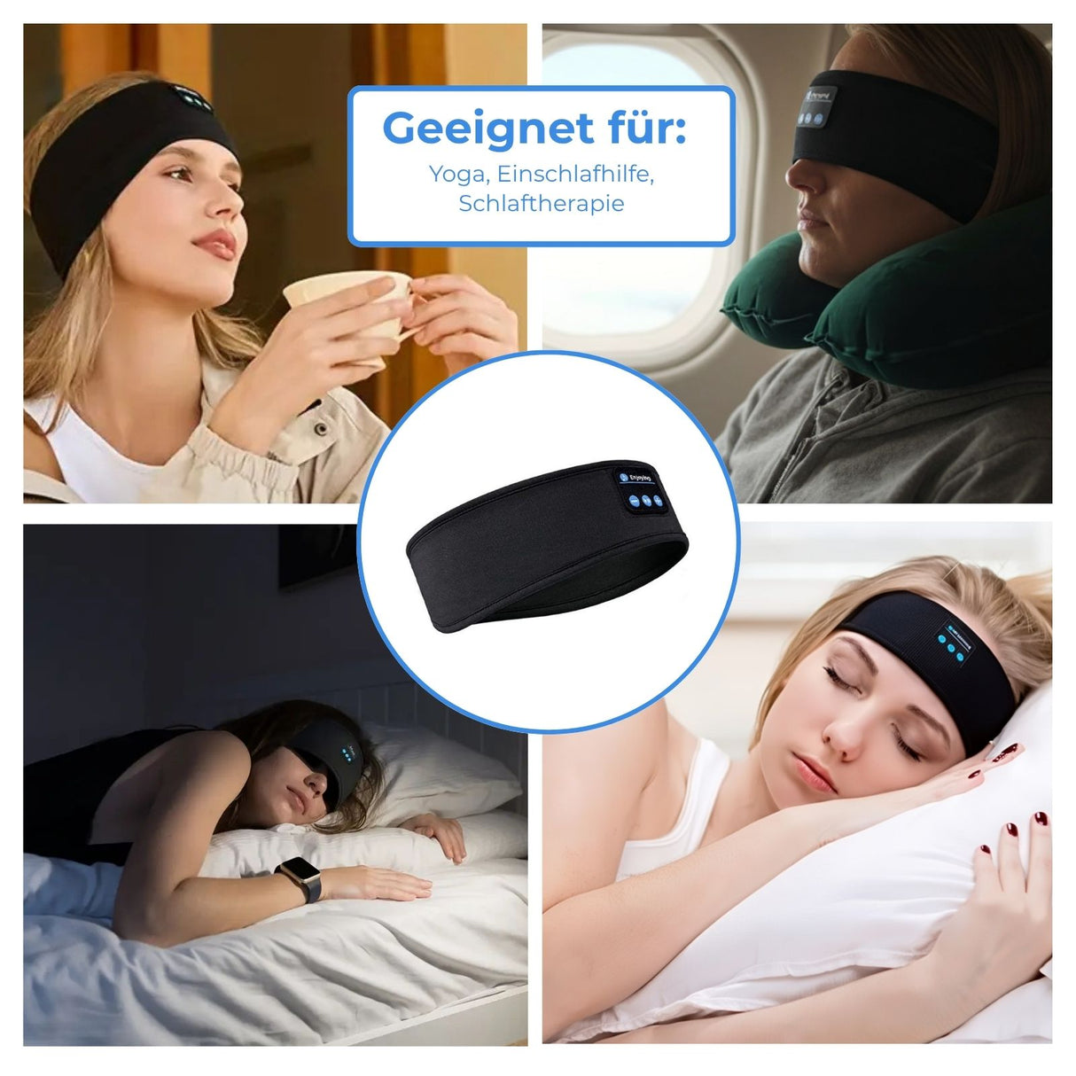 Bluetooth Schlafmaske Kopfband mit Stereo Kopfhörern Augenmaske