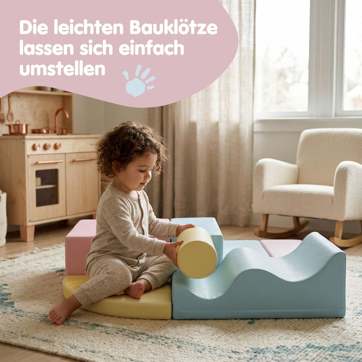6-tlg. Softbausteinset für Kinder Softplay-Bausteine Eckkletterer