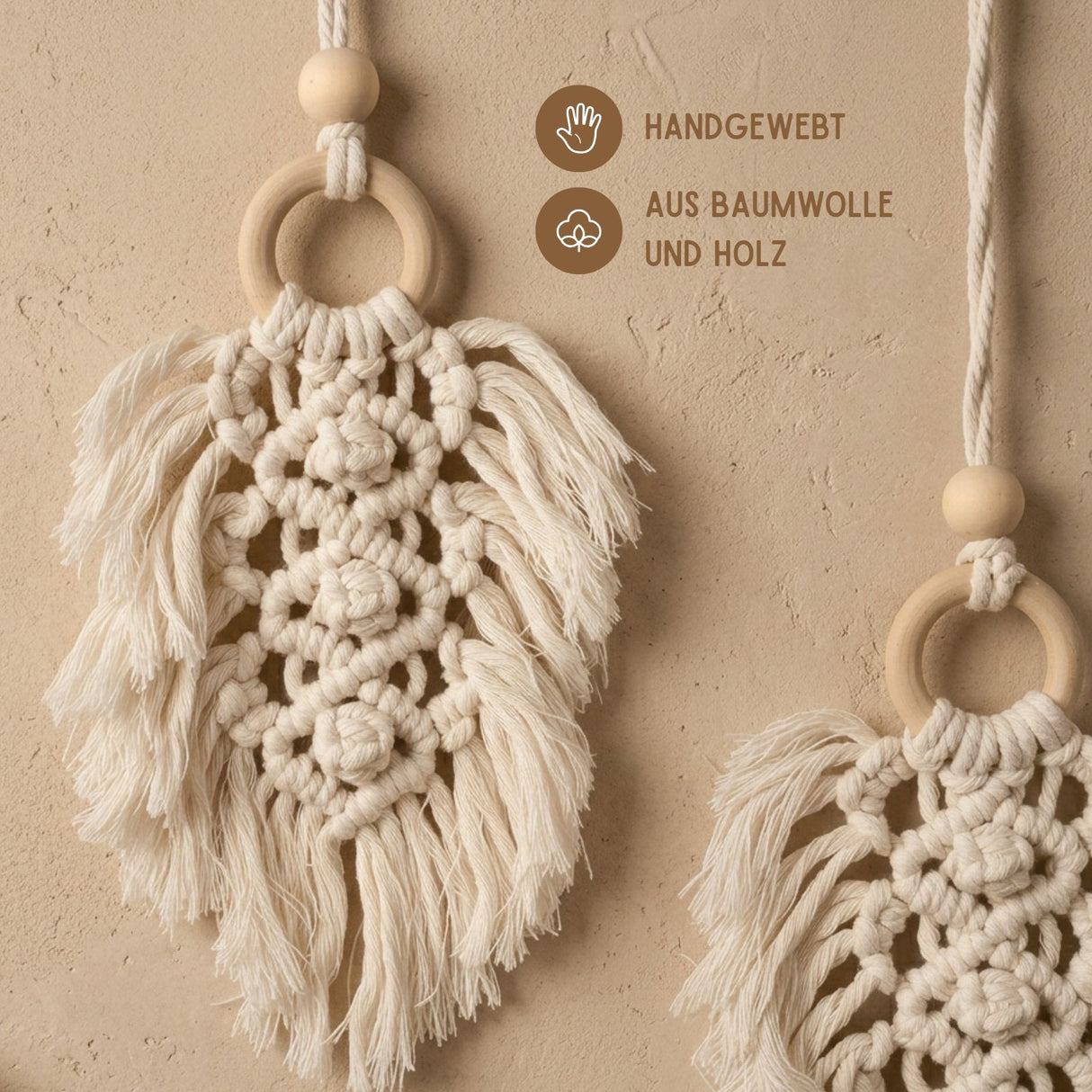 Makramee-Wandbehang Boho-Wanddeko Makramee-Hängedeko Boho-Wandhänger