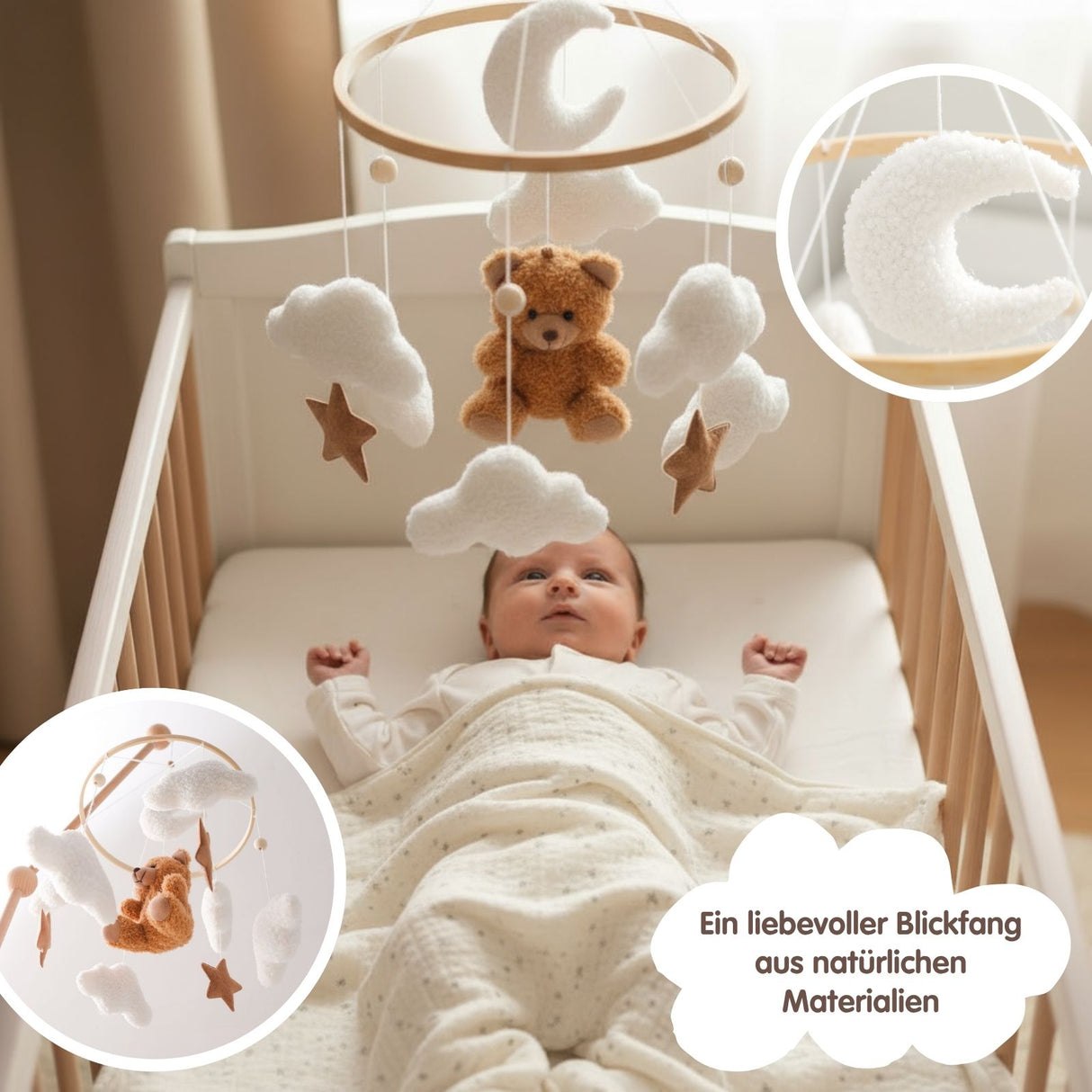 Mobile mit Halterung Teddybär Babymobile mit Mobilearm