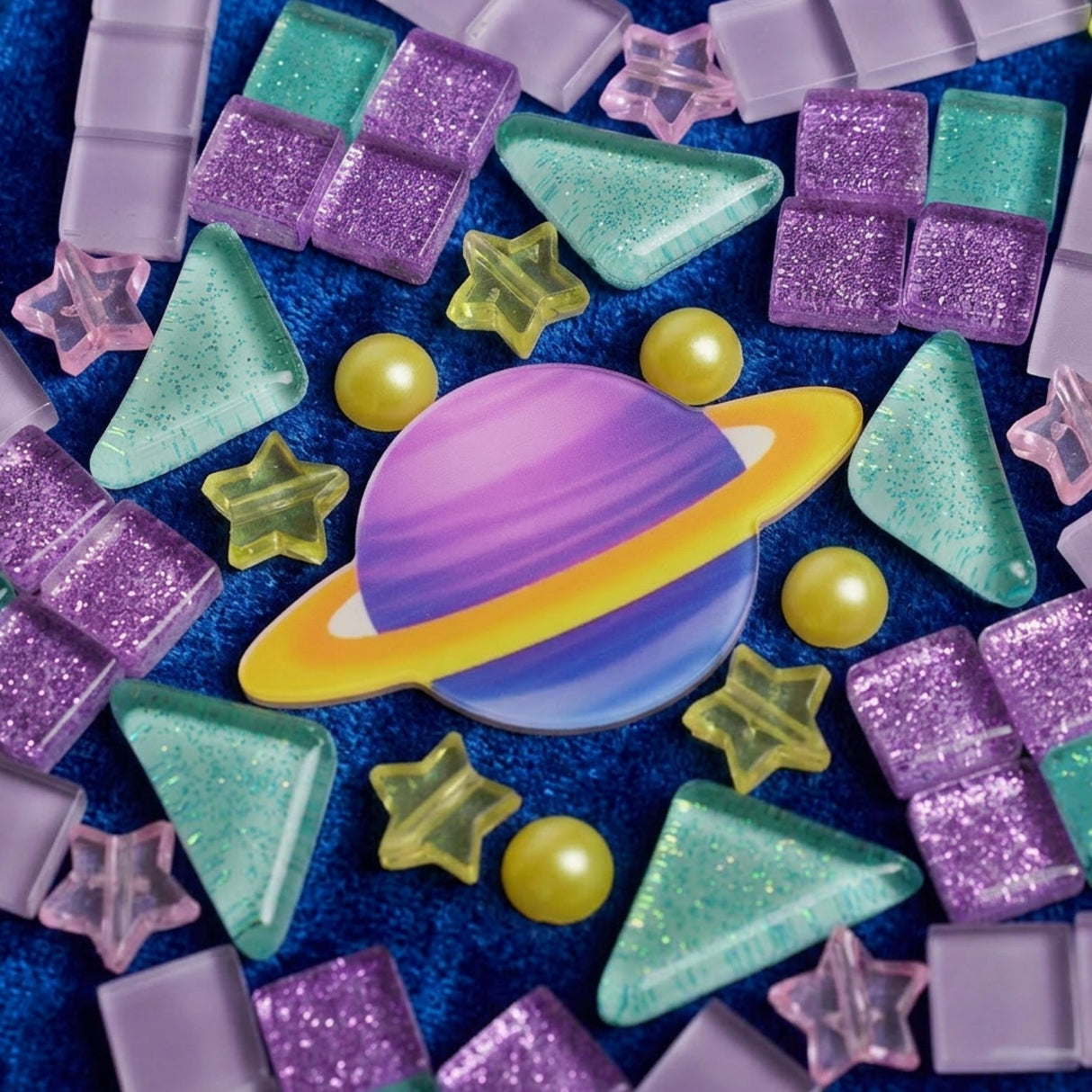 2er-Set DIY-Mosaik-Untersetzer Saturn Stern Untersetzer-Bastelset