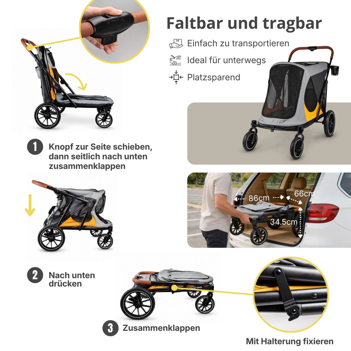 Buggy für Hunde Gr. XL Hundewagen Haustierwagen Pet Stroller Tierbuggy