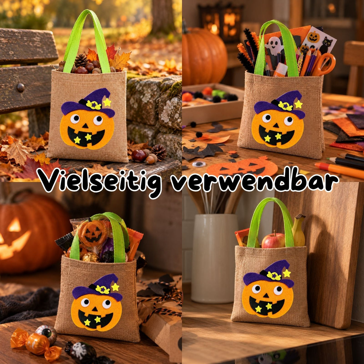 Halloween-Süssigkeitentasche Leinenbeutel Trick-or-Treat-Tasche Beutel