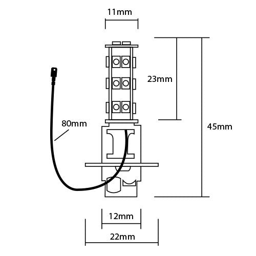 1x H3 26 SMD LED 12V Nebelscheinwerfer - XENON Weiss