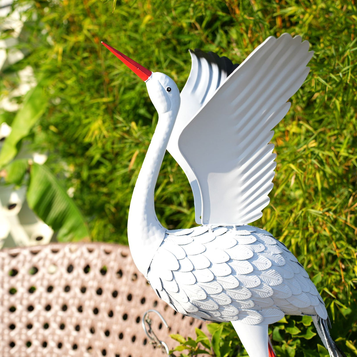 Kranich Metall Dekofigur Gartendekoration Gartenfigur Gartenskulptur