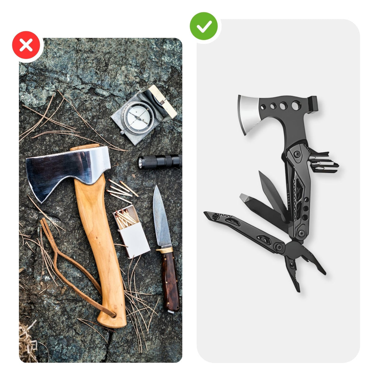 15in1 Multifunktions-Axt Multi-Tool-Beil Hammer Zange Messer Schraubendreher Feile