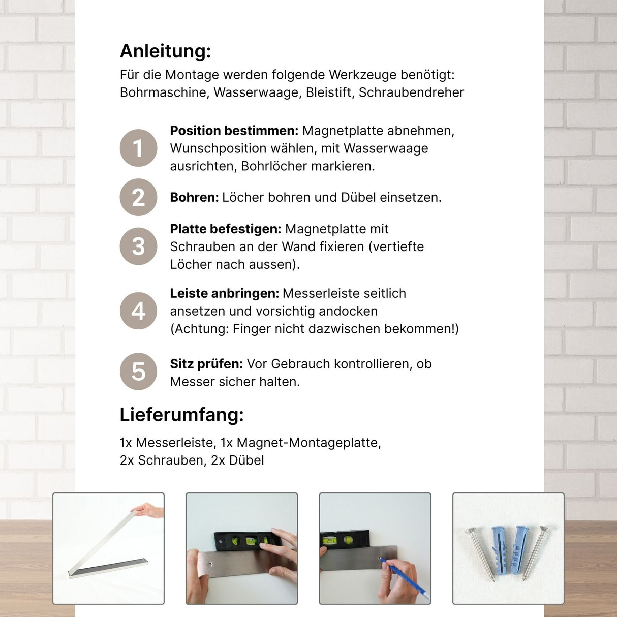 Magnetischer Messer-Streifen Wandleiste Magnetleiste Messerhalter