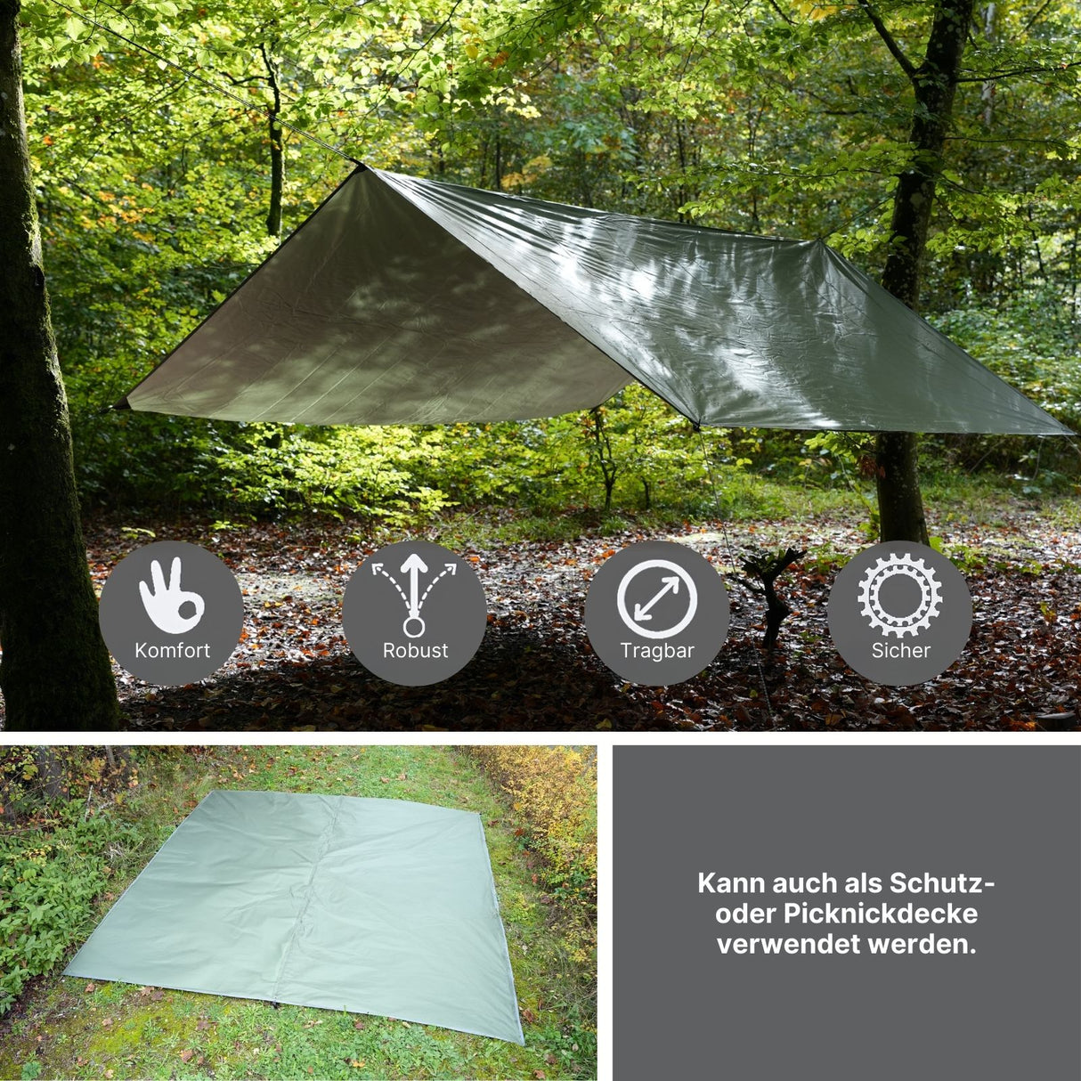 Tarpzelt Schutzplane Trekkingzelt Sonnensegel-Zelt Campingüberdachung