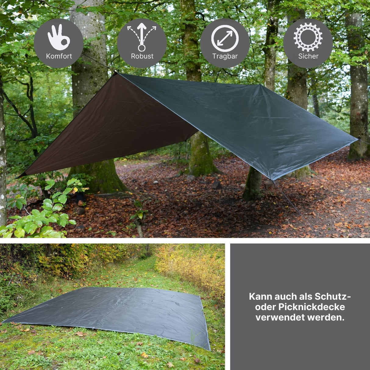 Tarpzelt Trekkingzelt Sonnensegel-Zelt Campingüberdachung Picknickdecke