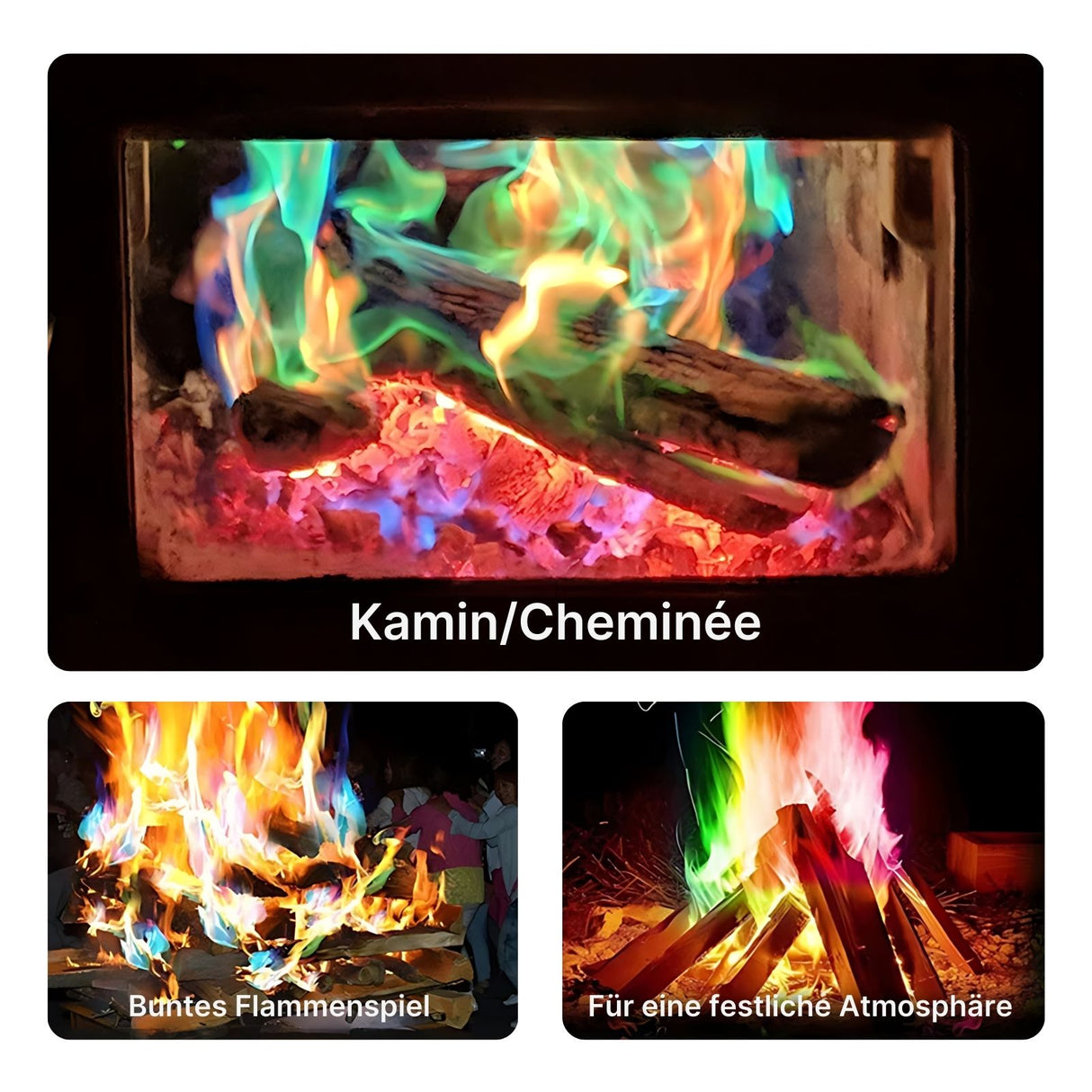 Magic-Fire-Pulver Pulver zur Flammenfärbung Feuerfarben-Pulver Set