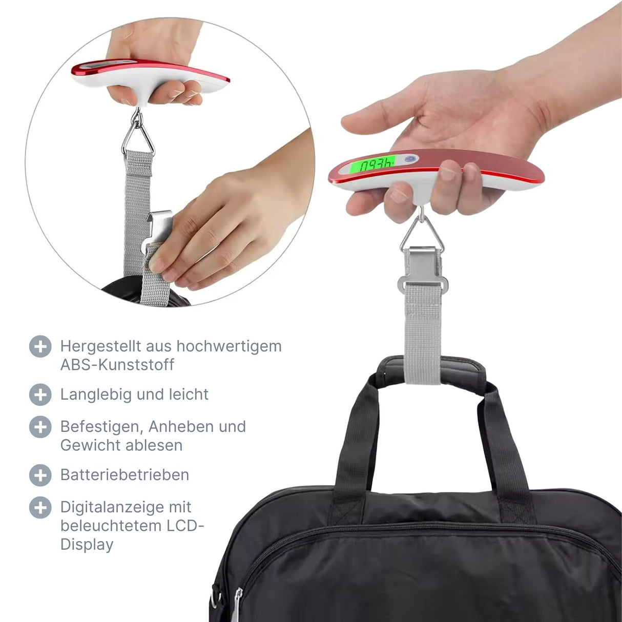 Digitale Reisewaage Kofferwaage Gepäckwaage Handwaage Hängewaage