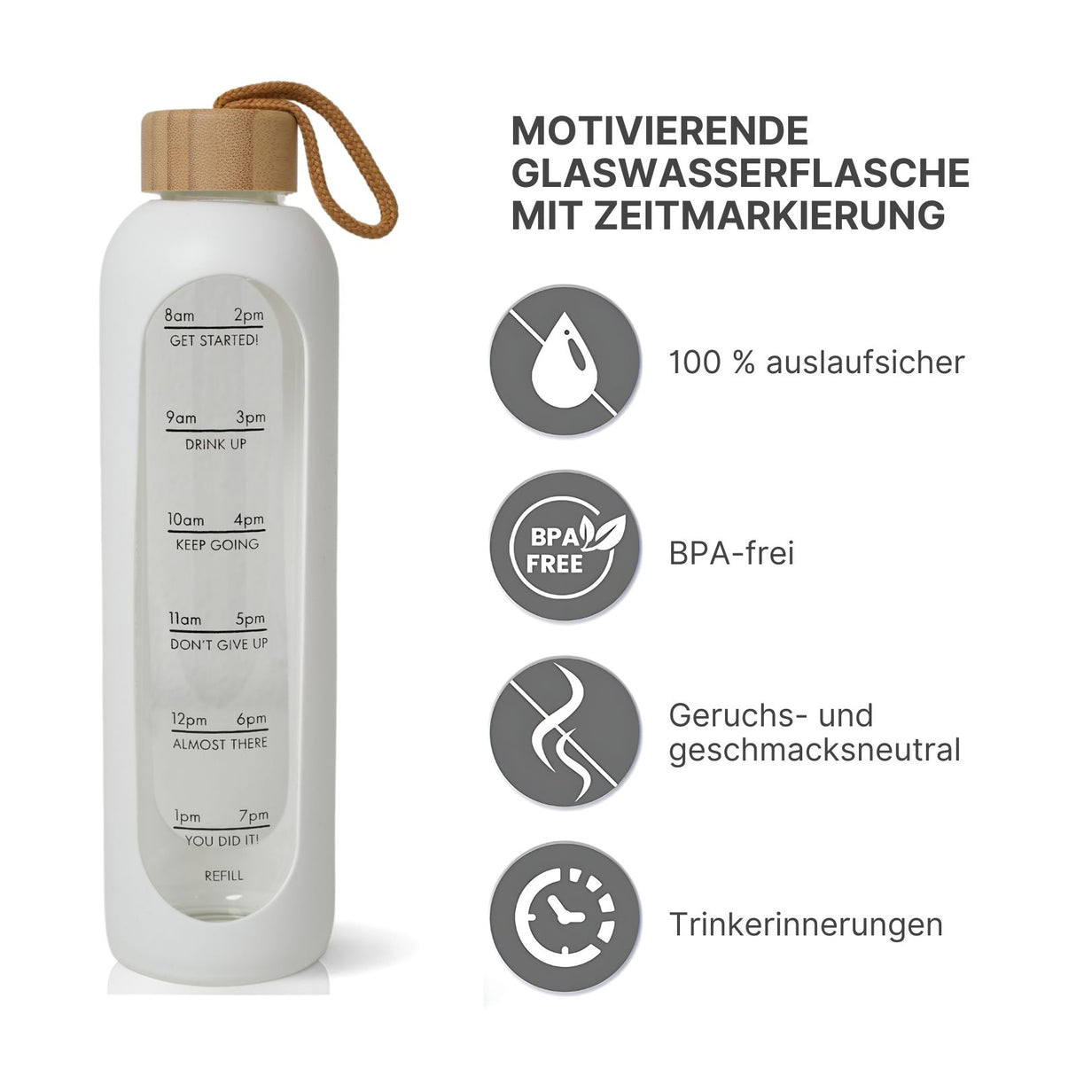Trinkflasche Wasserflasche Glasflasche Sportflasche Getränkeflasche
