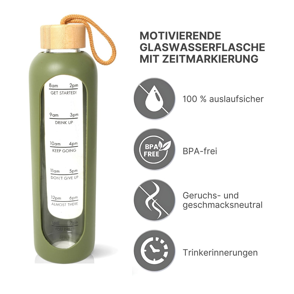 Sportflasche Trinkflasche Getränkeflasche Wasserflasche Glasflasche