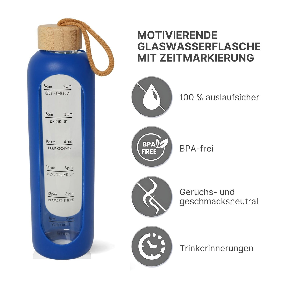 Wasserflasche Sportflasche Trinkflasche Getränkeflasche Glasflasche