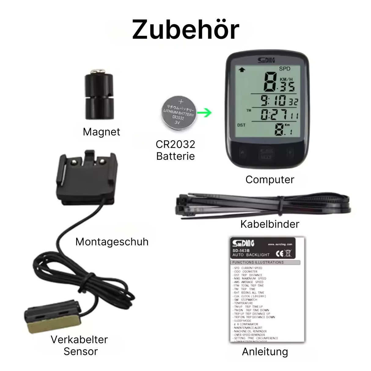 Sunding Velocomputer Fahrradcomputer Fahrradtacho Bikecomputer