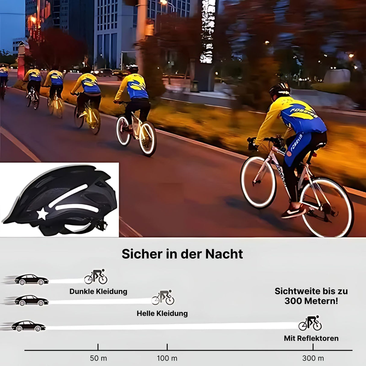 42-tlg. Set Reflektierende Sticker Veloaufkleber Leuchtaufkleber Reflektor-Sticker