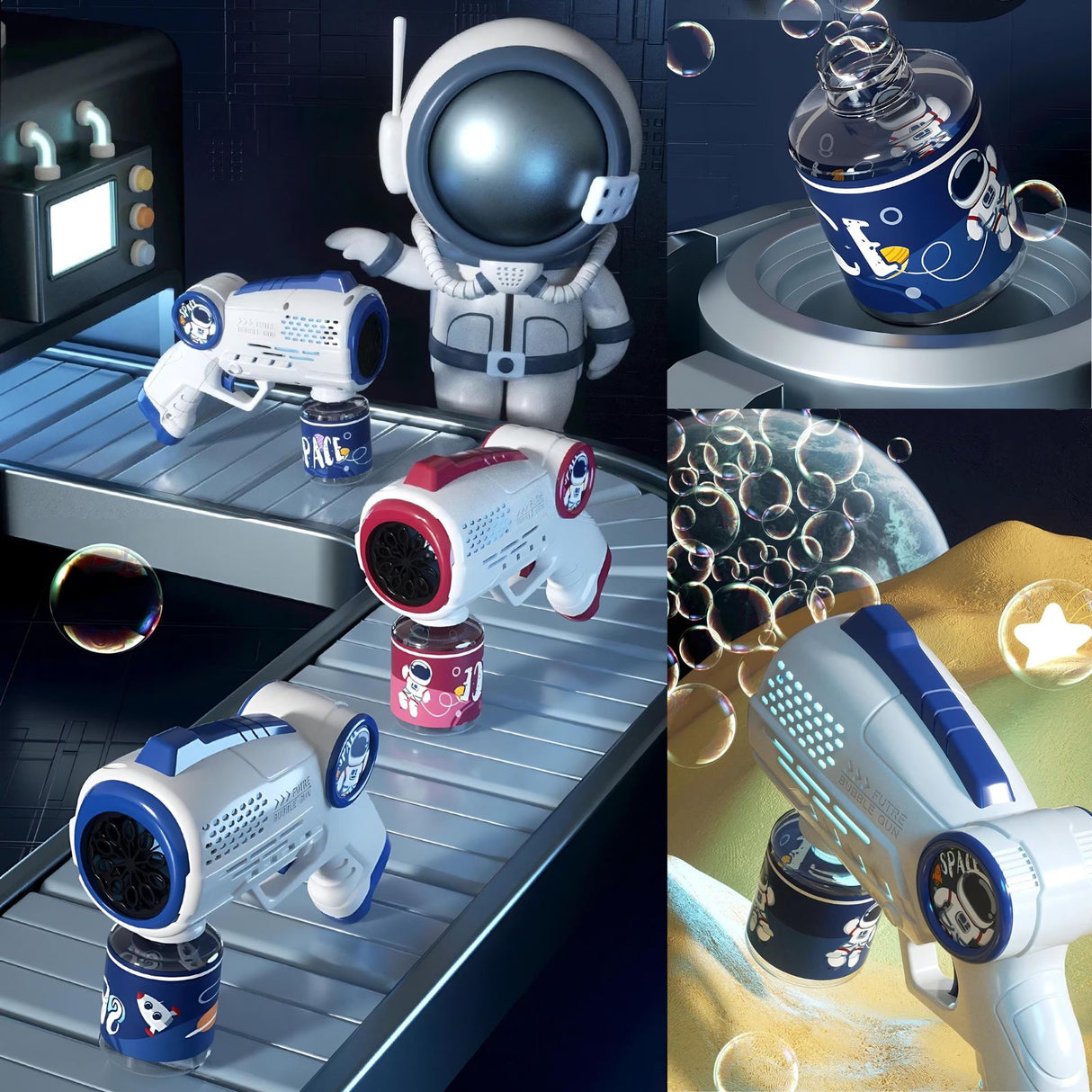 Automatische Seifenblasenmaschine Weltraum-Seifenblasenpistole Bubble Maker