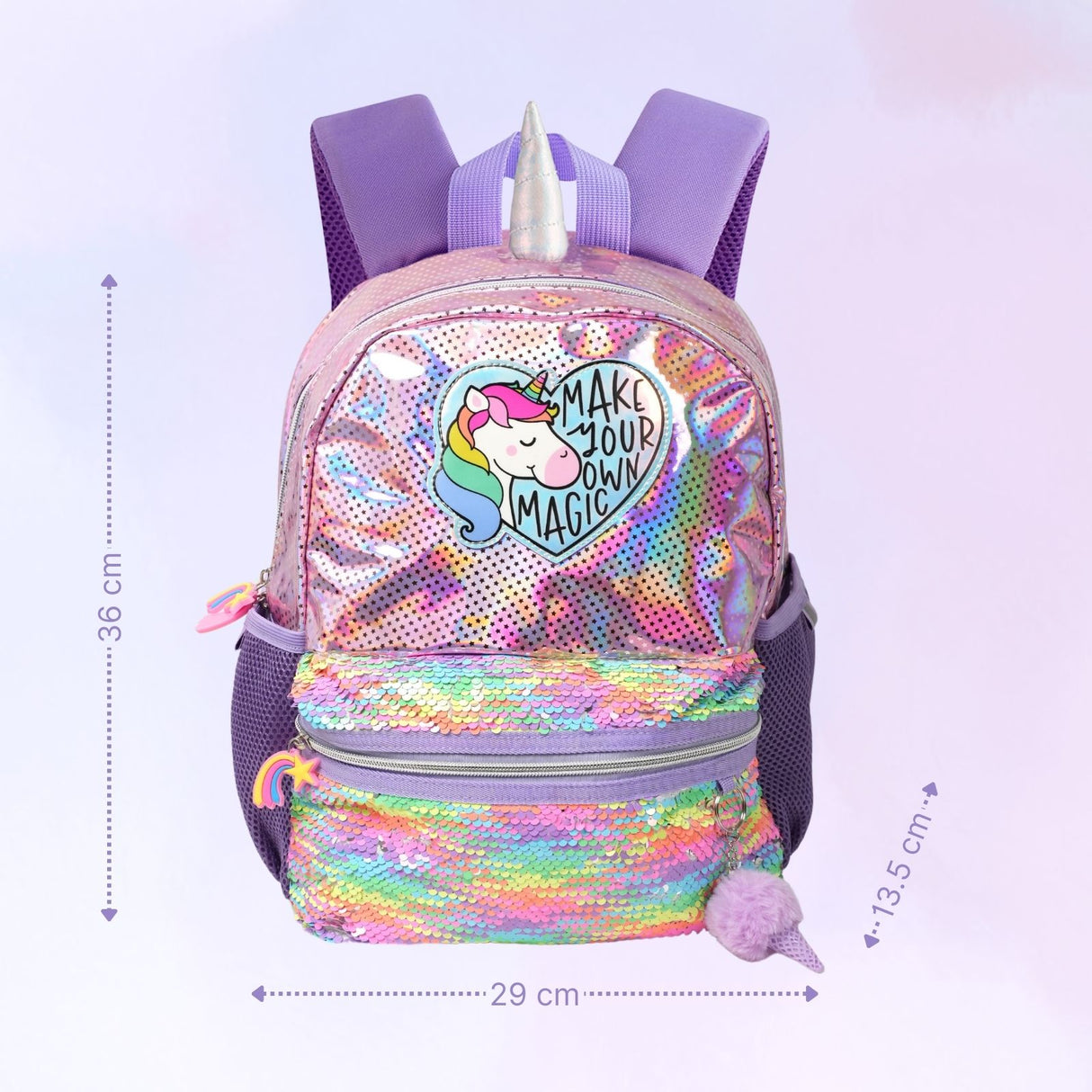 Einhorn-Rucksack Kinderrucksack mit Einhorn-Motiv Glitzer-Rucksack Pailletten-Rucksack