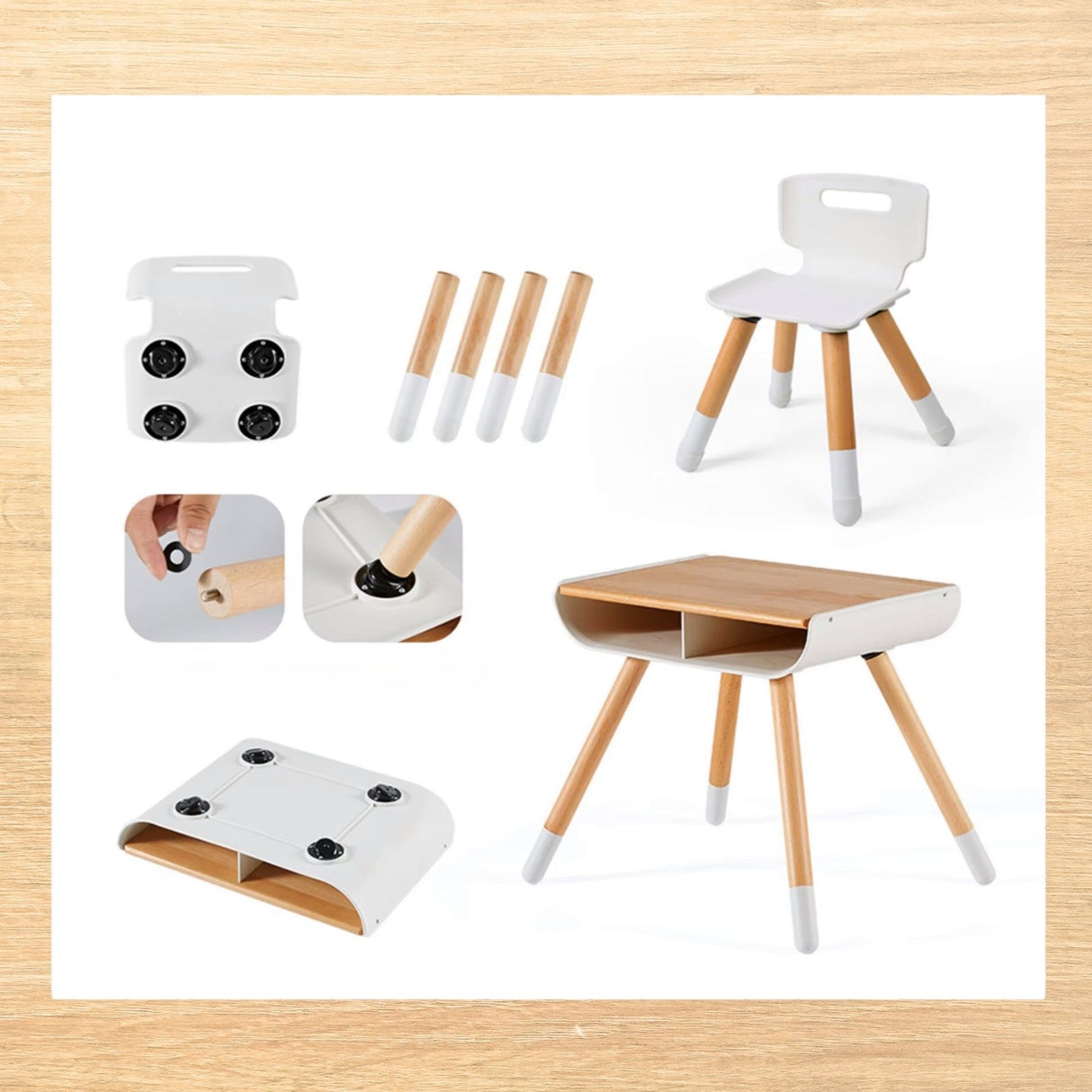 Tisch- und Stuhl-Set aus Holz für Kleinkinder Kinderstuhl Kindertisch