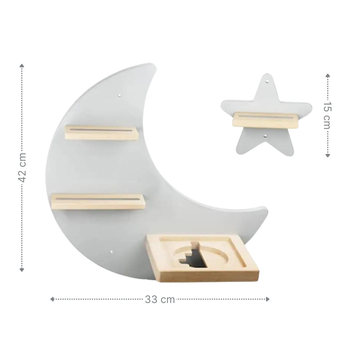 Mond & Sterne-Holzregal für Toniebox und Toniefiguren Spielzeug-Organizer Wandregal