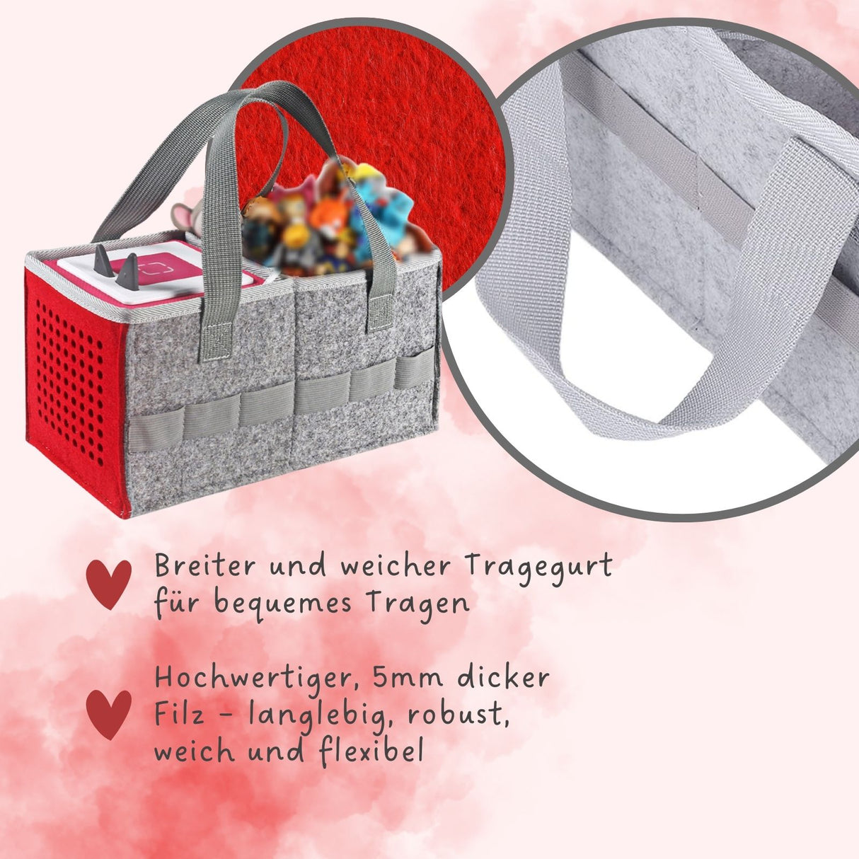Aufbewahrungstasche für Hörspielbox und Figuren Organizer-Tasche für Hörspiel Rot