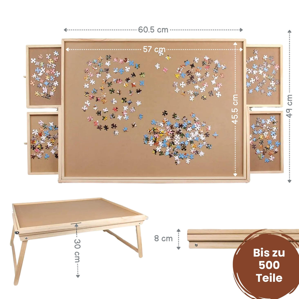 Puzzletisch für 500 Teile mit LED-Leiste und Auszügen Puzzlebrett