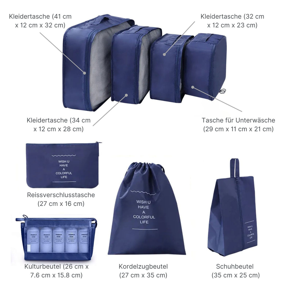 Aufbewahrungsbeutel Packsack Reisebeutel Koffer-Organizer Set