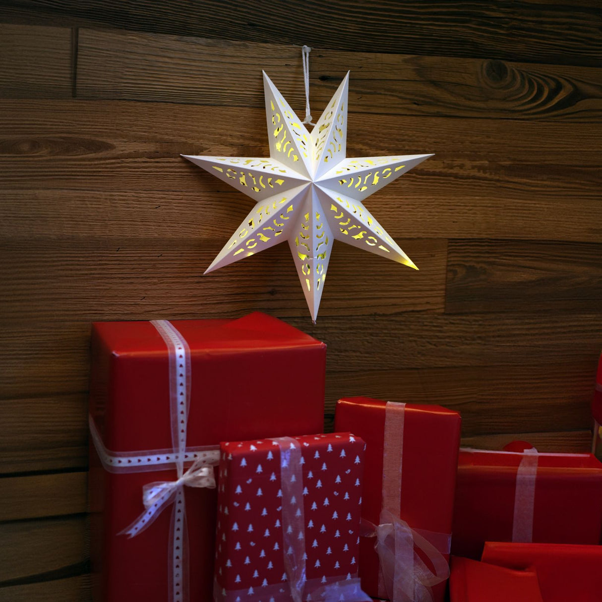 LED Weihnachtsstern Leuchtstern Hanging Star Laterne Beleuchtung Faltstern